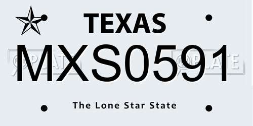 MXS0591 Texas License Plate