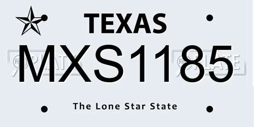 MXS1185 Texas License Plate