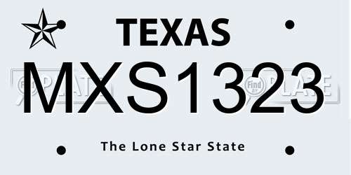 MXS1323 Texas License Plate