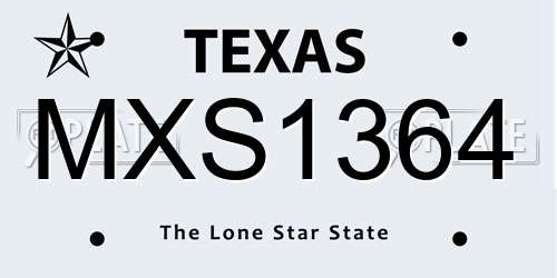 MXS1364 Texas License Plate