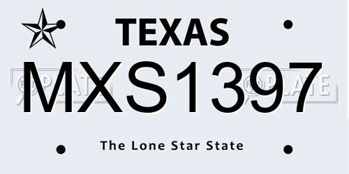 MXS1397 Texas License Plate