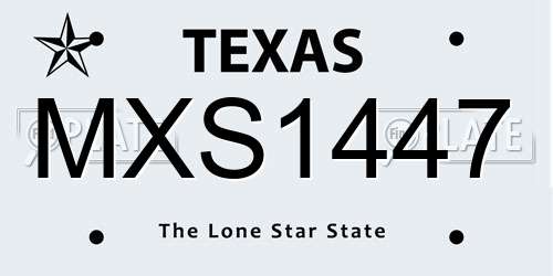 MXS1447 Texas License Plate