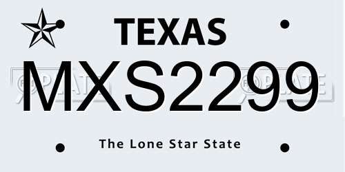 MXS2299 Texas License Plate