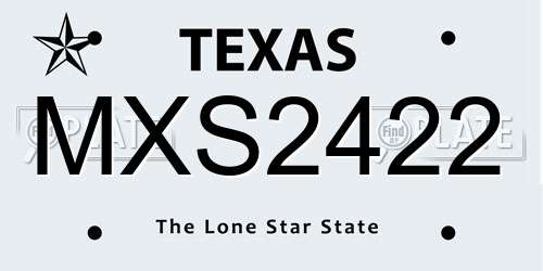 MXS2422 Texas License Plate