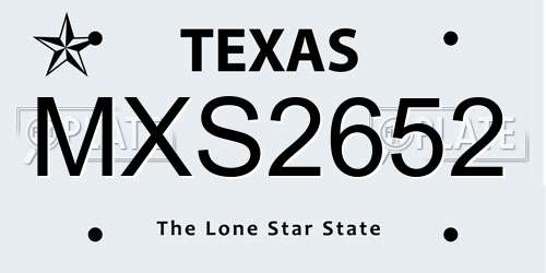 MXS2652 Texas License Plate