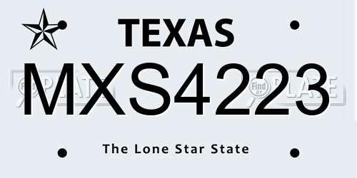 MXS4223 Texas License Plate