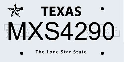 MXS4290 Texas License Plate