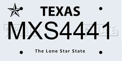MXS4441 Texas License Plate