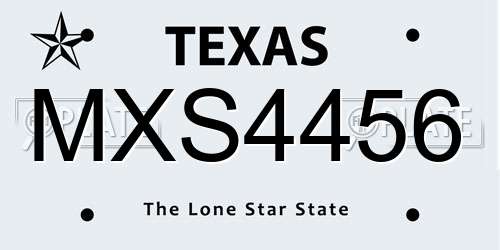 MXS4456 Texas License Plate