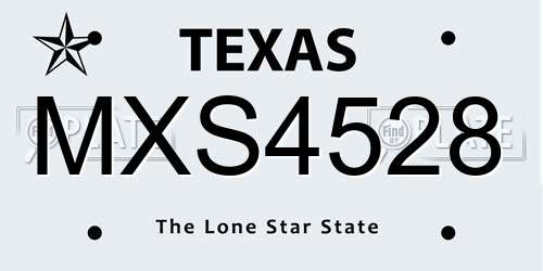 MXS4528 Texas License Plate