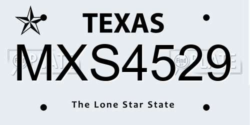 MXS4529 Texas License Plate