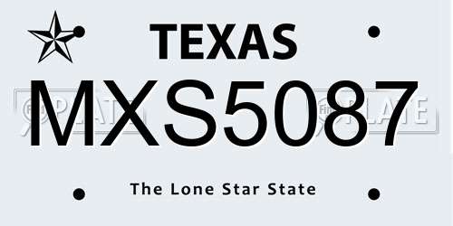 MXS5087 Texas License Plate