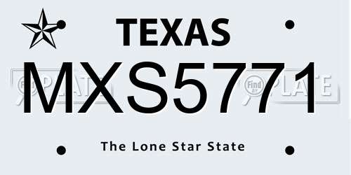 MXS5771 Texas License Plate