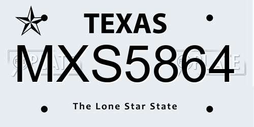MXS5864 Texas License Plate
