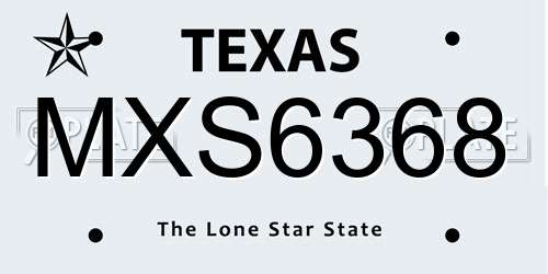 MXS6368 Texas License Plate