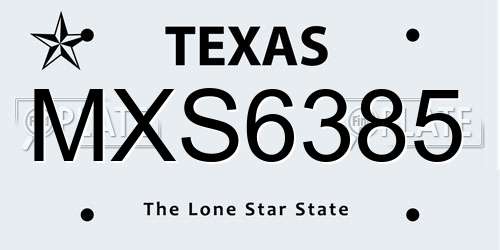 MXS6385 Texas License Plate