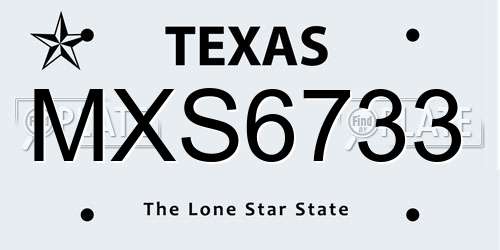 MXS6733 Texas License Plate