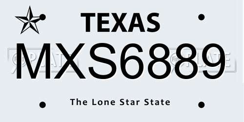 MXS6889 Texas License Plate