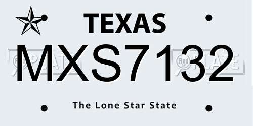 MXS7132 Texas License Plate