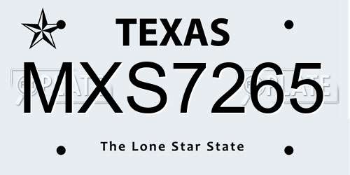 MXS7265 Texas License Plate