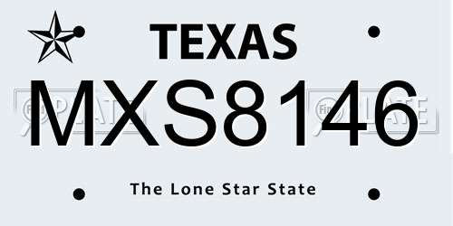 MXS8146 Texas License Plate