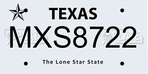 MXS8722 Texas License Plate