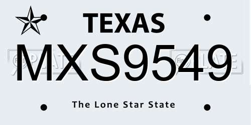 MXS9549 Texas License Plate