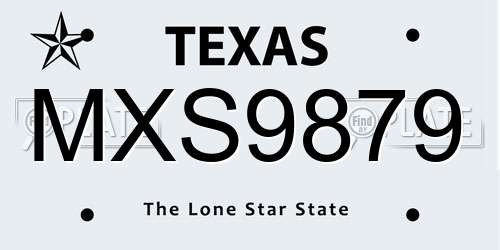 MXS9879 Texas License Plate