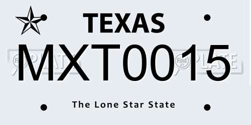 MXT0015 Texas License Plate