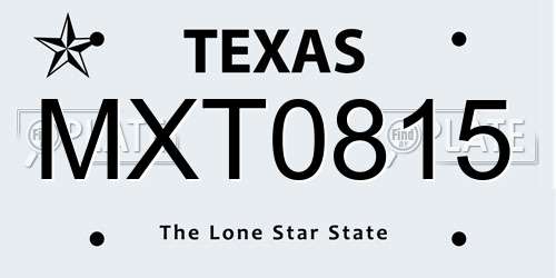 MXT0815 Texas License Plate