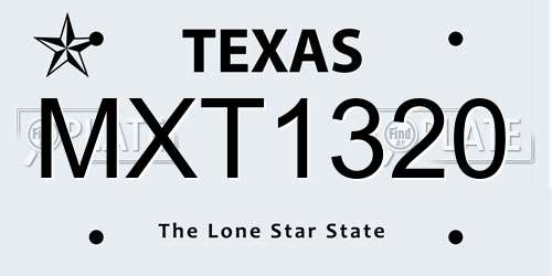 MXT1320 Texas License Plate