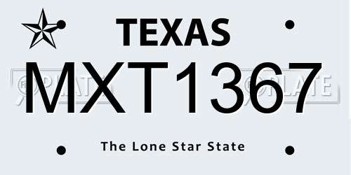 MXT1367 Texas License Plate