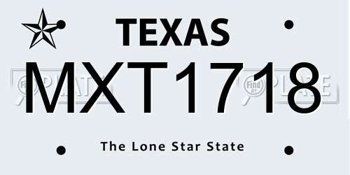 MXT1718 Texas License Plate