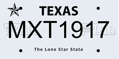 MXT1917 Texas License Plate