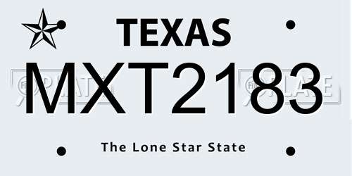 MXT2183 Texas License Plate