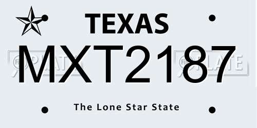 MXT2187 Texas License Plate
