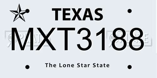 MXT3188 Texas License Plate