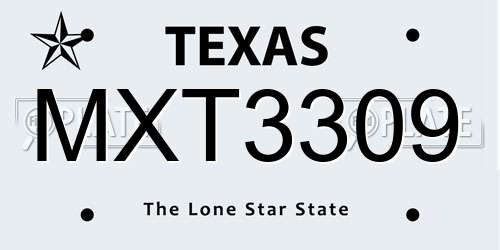 MXT3309 Texas License Plate