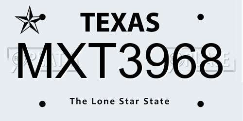 MXT3968 Texas License Plate