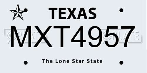 MXT4957 Texas License Plate