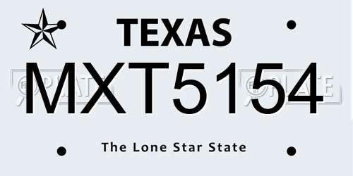 MXT5154 Texas License Plate