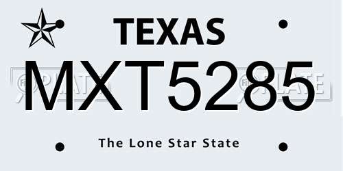 MXT5285 Texas License Plate
