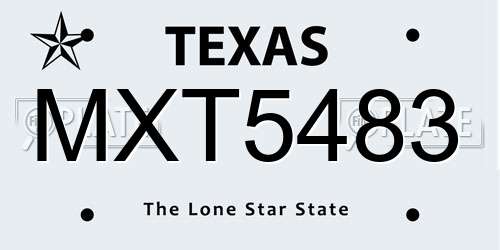 MXT5483 Texas License Plate
