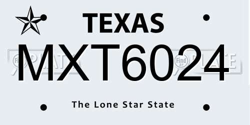 MXT6024 Texas License Plate