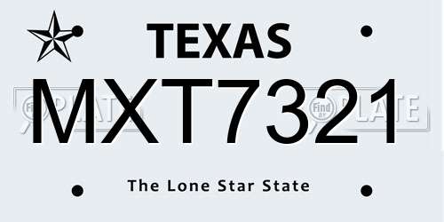 MXT7321 Texas License Plate