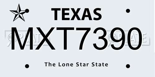 MXT7390 Texas License Plate