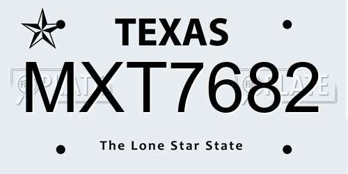 MXT7682 Texas License Plate