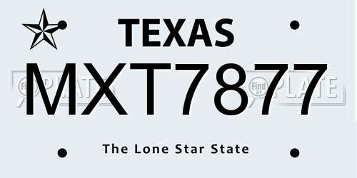MXT7877 Texas License Plate