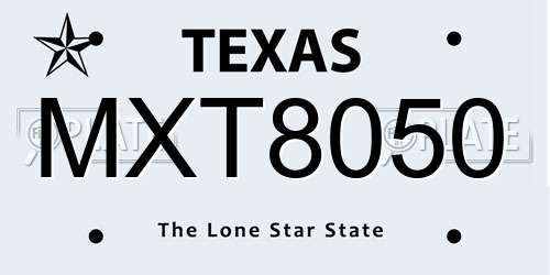MXT8050 Texas License Plate