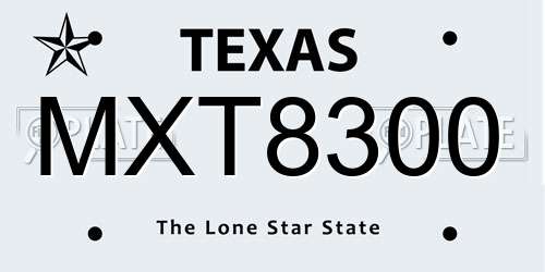 MXT8300 Texas License Plate